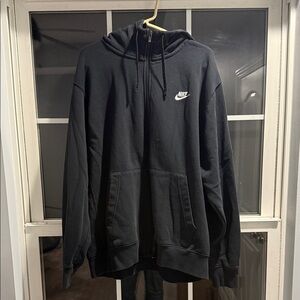 Nike Black Men's Zip up Hoodie with White Logo